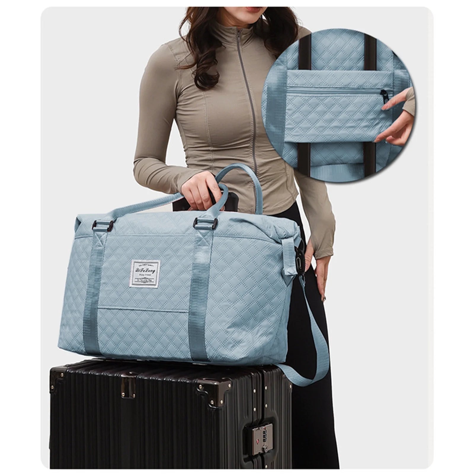 Travel Duffle Bag, Weekender Travel Bag Men Small Gym Bag for Women, Hospital Bag for Labor and Delivery, Overnight Bag Luggage Bag with Trolley Sleeve 18.11X13.78X6.69In